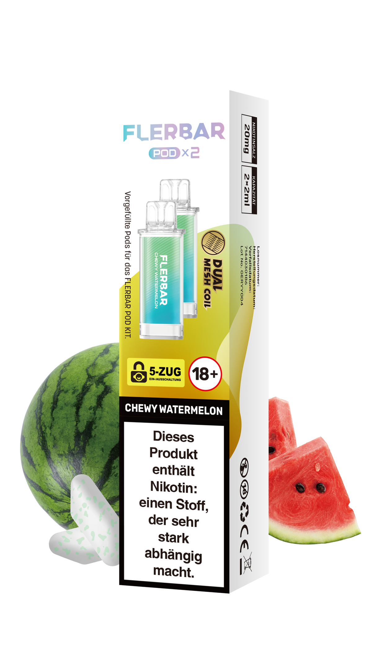 Flerbar Prefilled Pod Chewy Watermelon 20mg Nikotin 600