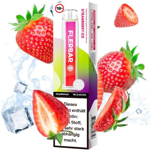 E-Zigarette Flerbar Strawberry Ice 20mg Nikotin 600
