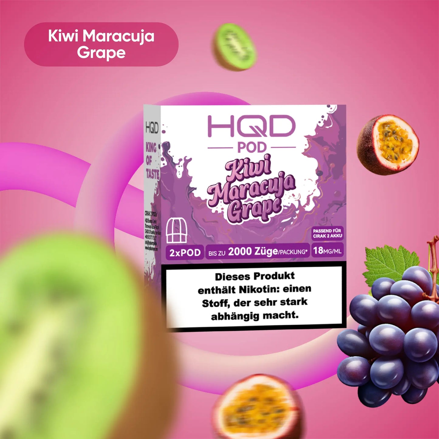 HQD Cirak 2 Pod Kiwi Maracuja Grape 18mg Nikotin 1200