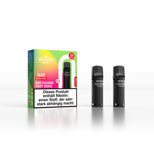 SKE Crystal 800 Pro Pod 2er Pack 20mg Nikotin Kiwi Passion Fruit Guava