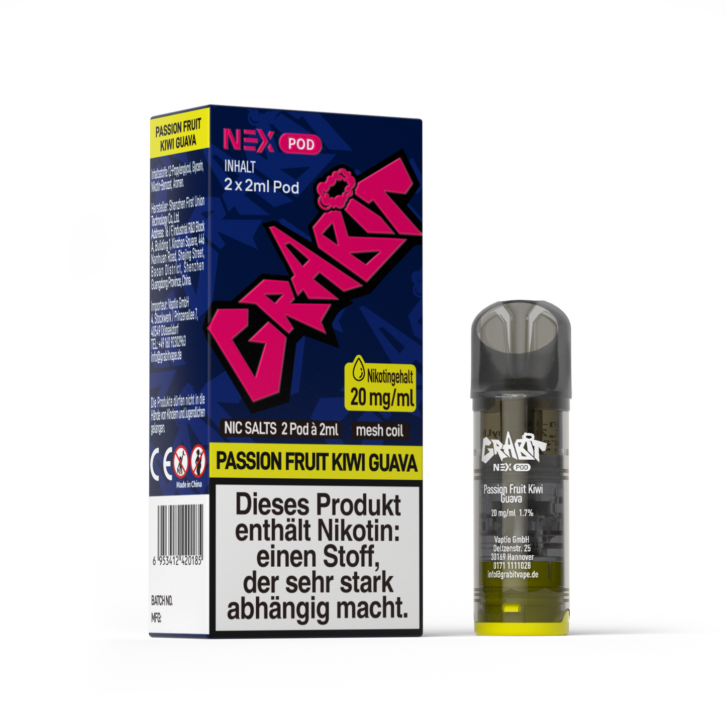 Grabit Nex Pod Passion Fruit Kiwi Guava 20mg Nikotin 800