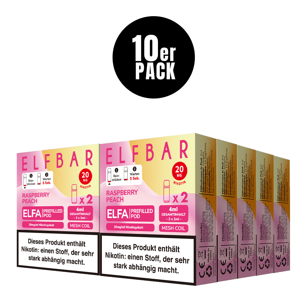 Elfbar Prefilled Pod ELFA Raspberry Peach 20mg Nikotin 600