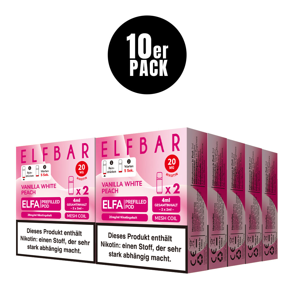 Elfbar Prefilled Pod ELFA Vanilla White Peach 20mg Nikotin 600