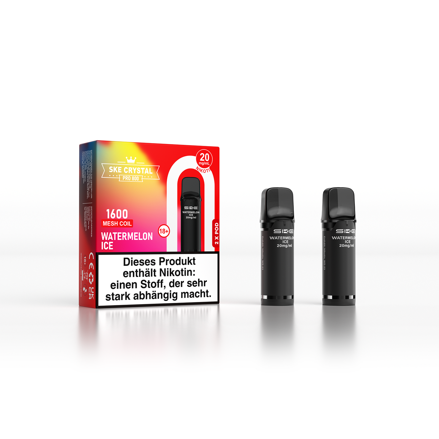 SKE Crystal 800 Pro Pod 2er Pack 20mg Nikotin Watermelon Ice